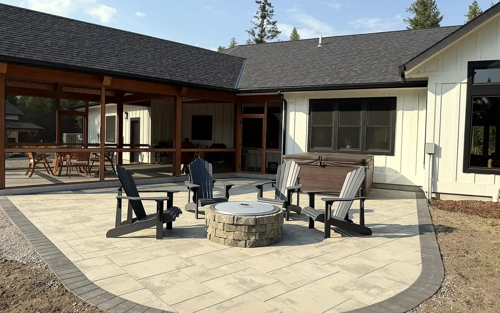 After: finished paver patio with fire pit