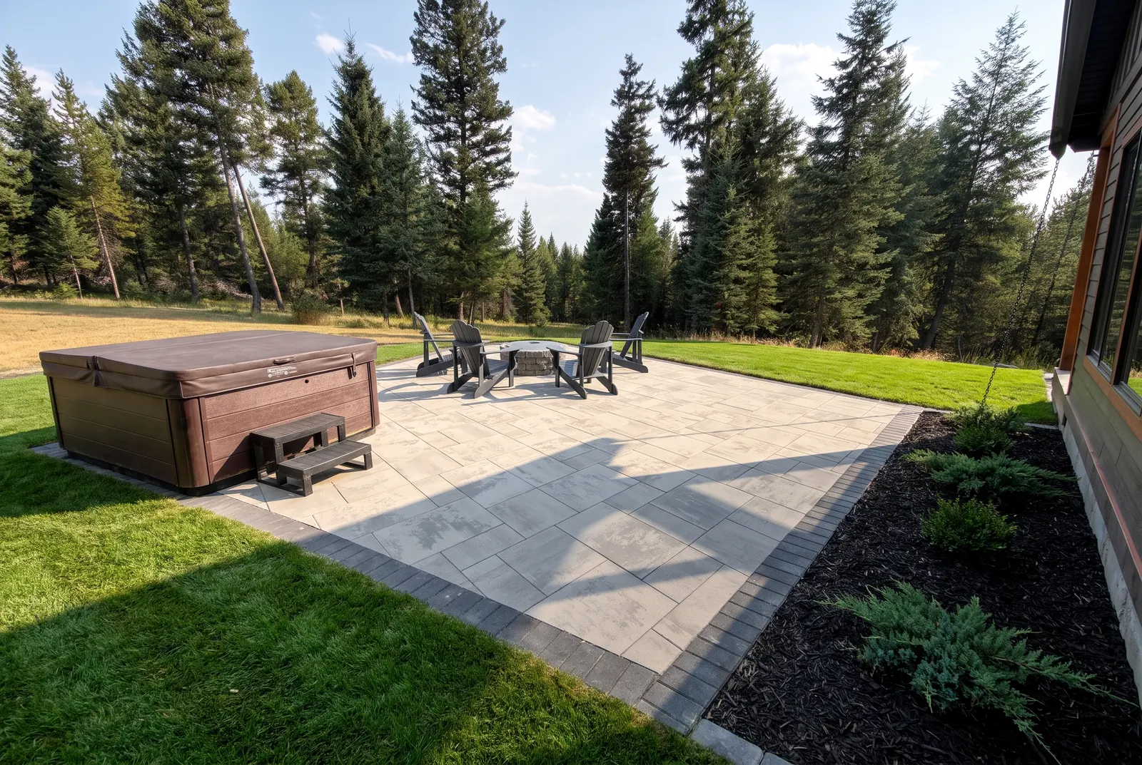 Paver patio installation in a Kalispell backyard
